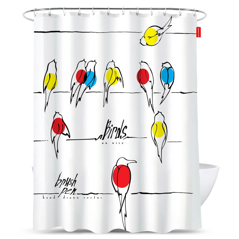 Hand Draw Birds Shower Curtain