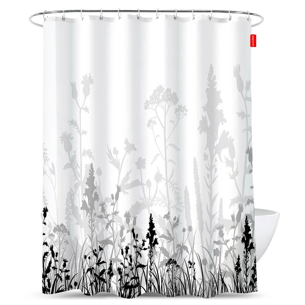 Black-and-Gray-Floral-Shower-Curtain