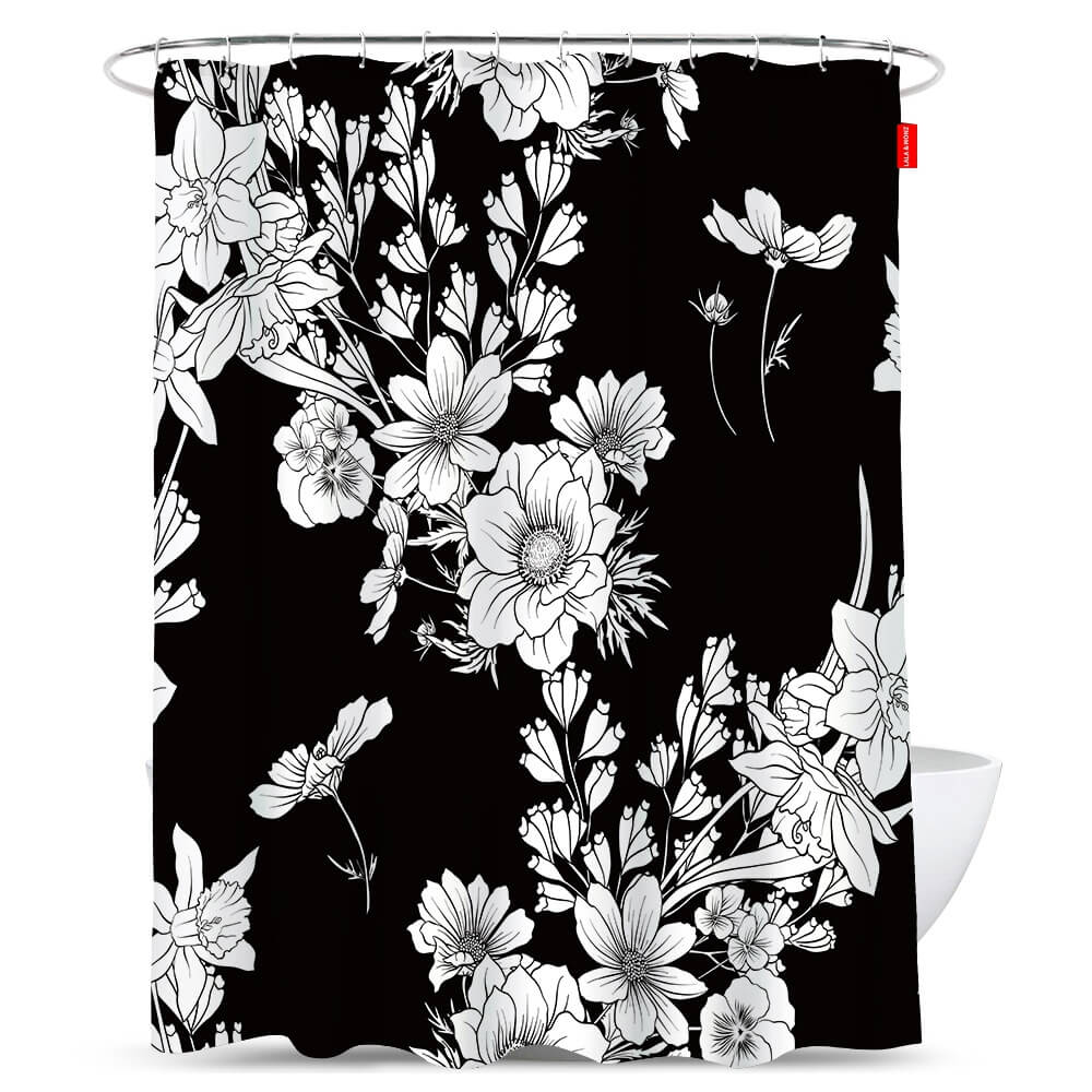 Black-and-White-Flower-Shower-Curtain