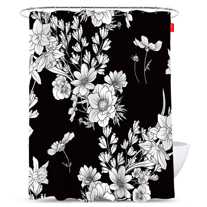 Black-and-White-Flower-Shower-Curtain