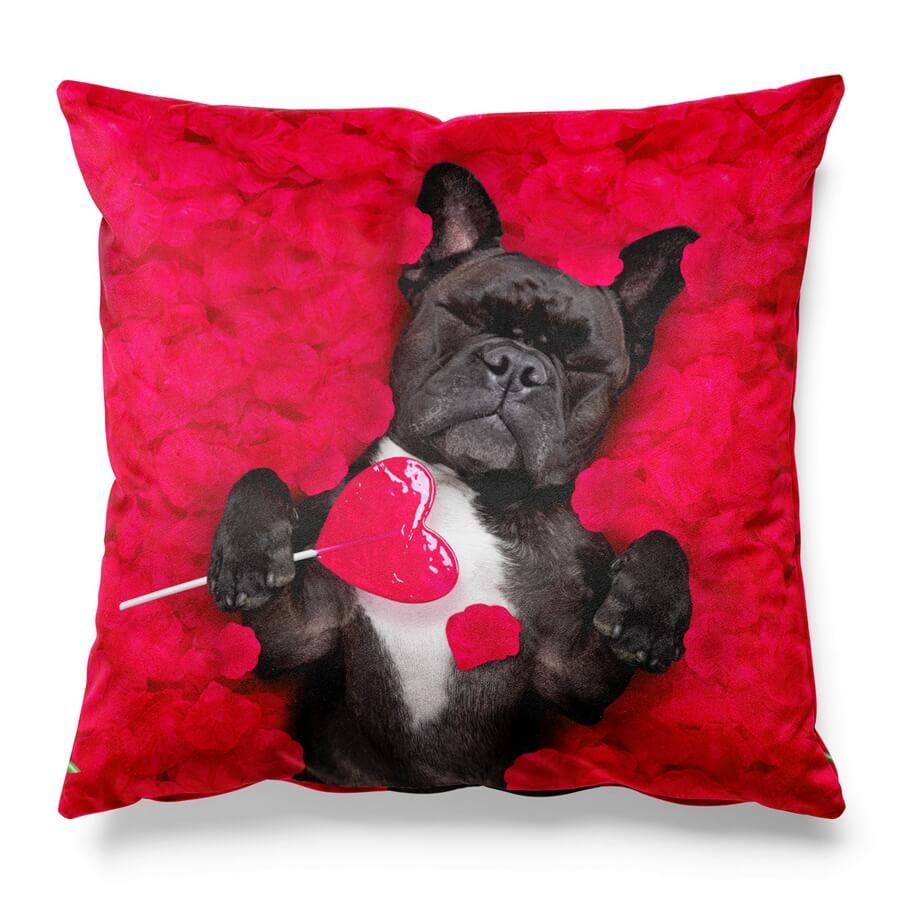 Dog and Rose Throw Pillow Covers