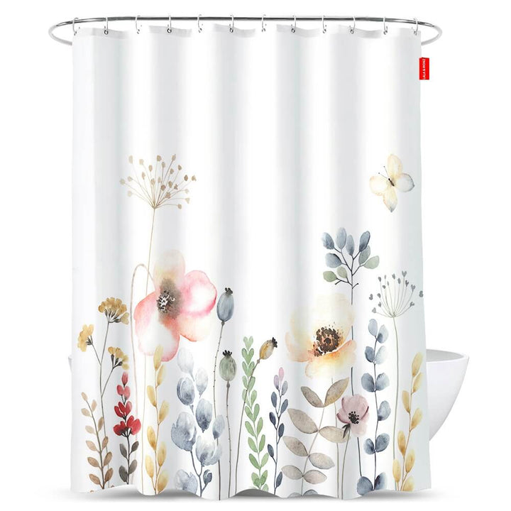 Floral-Shower-Curtain-Set-Hooks