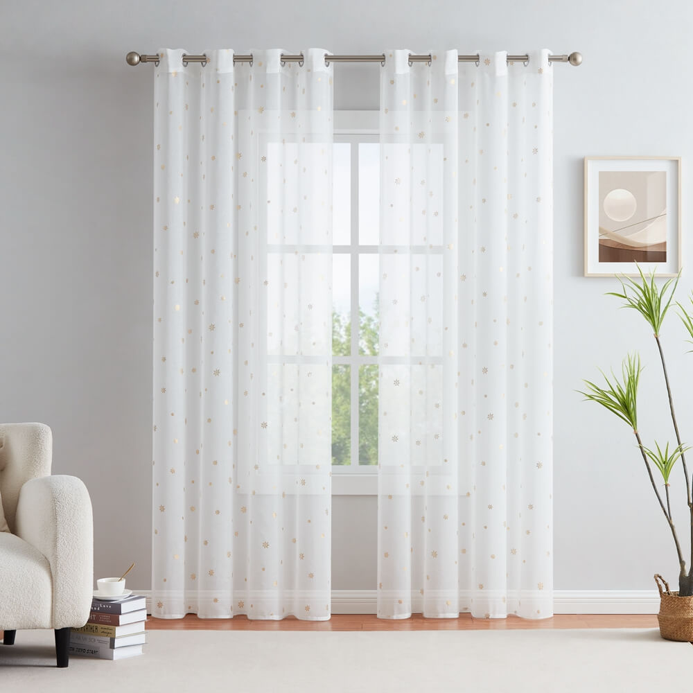 Snowflake Sheer Grommet Curtains