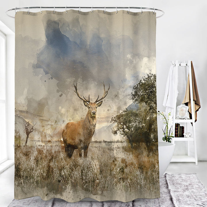 Vintage-Elk-Shower-Curtain