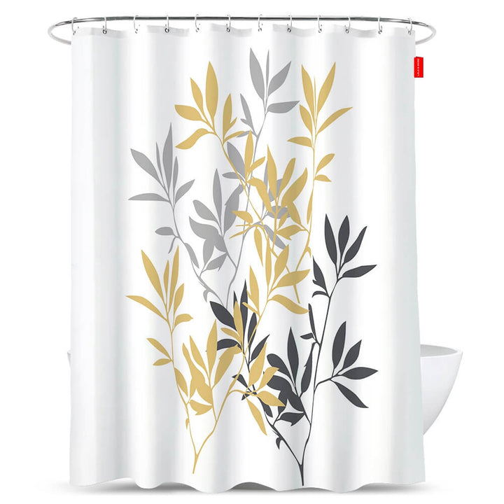 Yellow-and-Gray-Leaf-Shower-Curtain