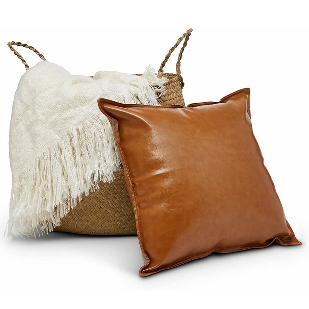 Faux Leather Throw Pillow Cover