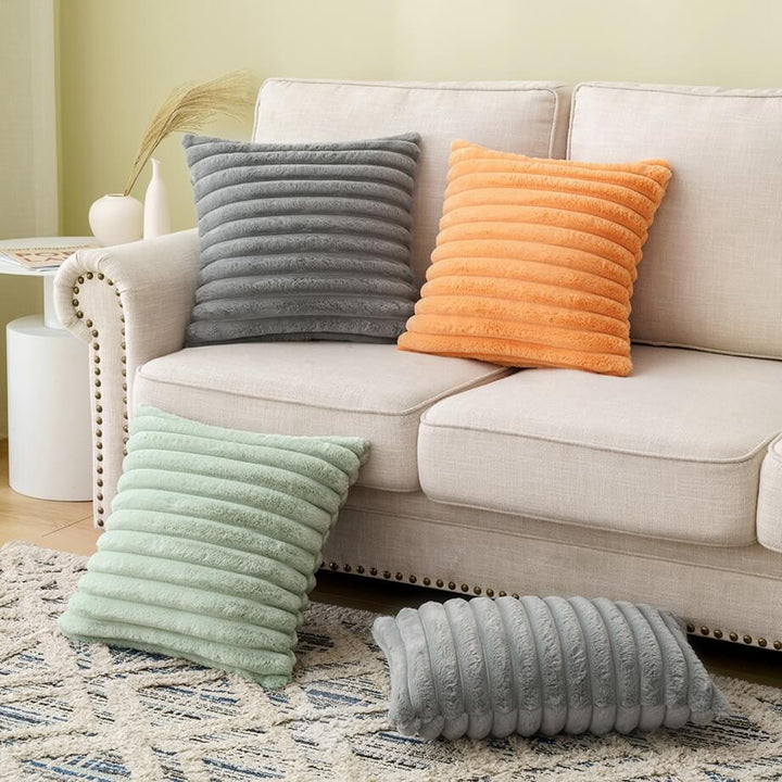 Stripe Faux Fur Throw Pillow Covers