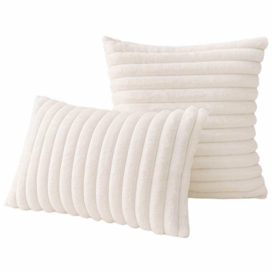 Stripe Faux Fur Throw Pillow Covers