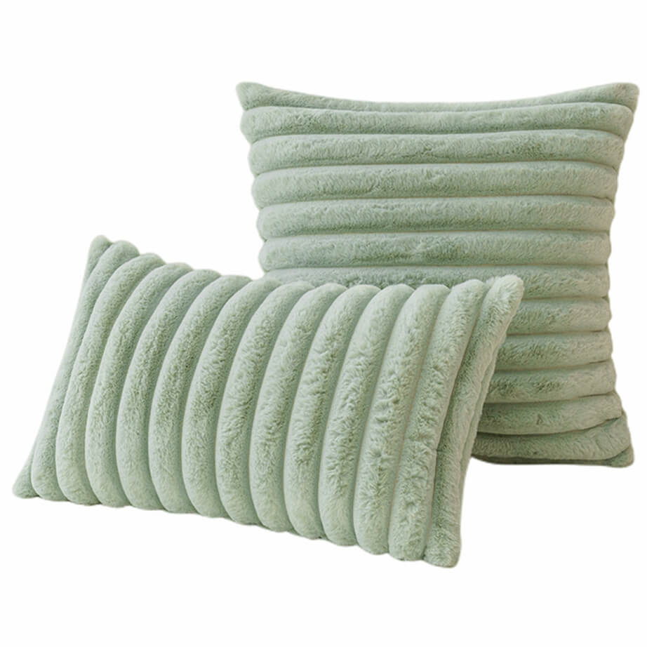 Stripe Faux Fur Throw Pillow Covers