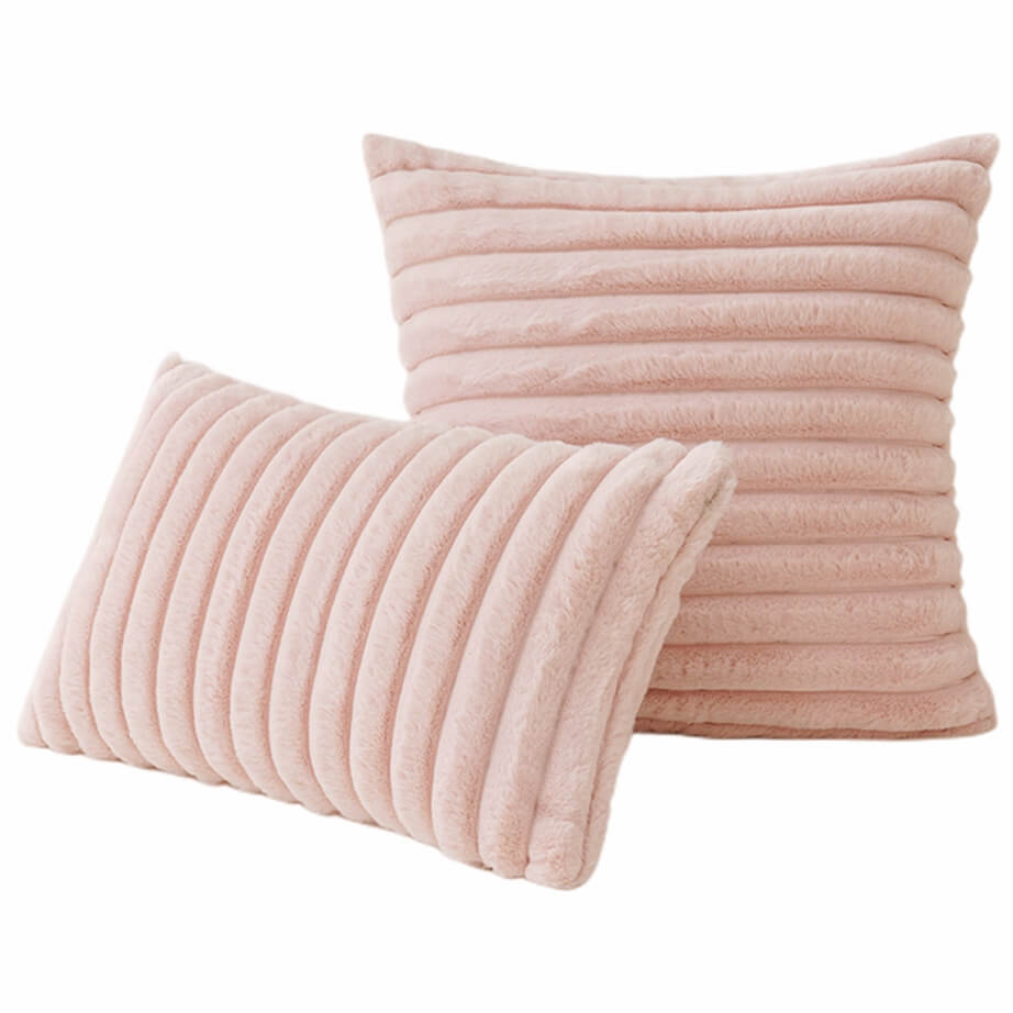 Stripe Faux Fur Throw Pillow Covers